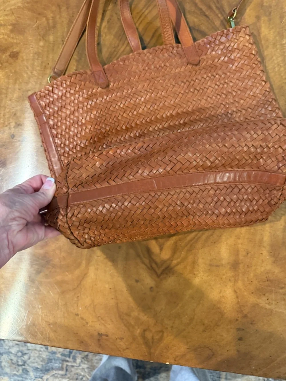 Madewell Woven Leather Tote in Cognac Brown - Picture 6 of 13